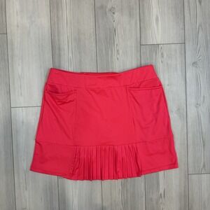 TAIL Neon Coral Tennis Skort Large Athletic Skirt Golf Stretch Pleated Ruffle